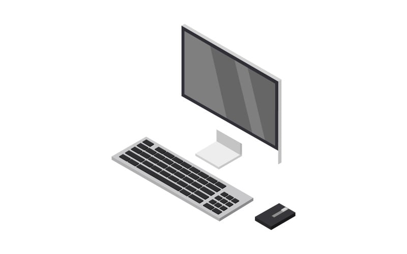 Isometric computer in vector on white background Vector Graphic