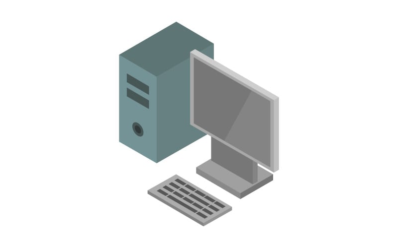 Isometric computer on a white background Vector Graphic