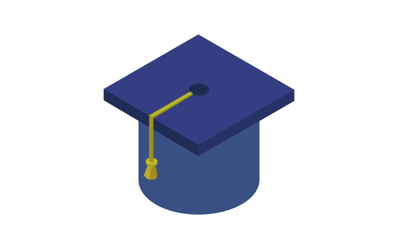 Isometric graduation hat illustrated on a white background Vector Graphic
