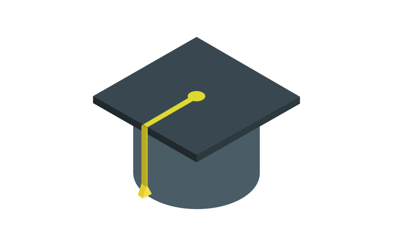 Isometric graduation hat on a white background Vector Graphic