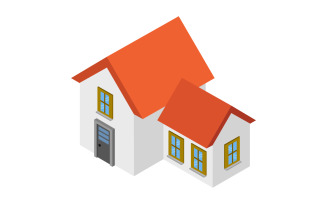 Isometric house illustrated on a white background