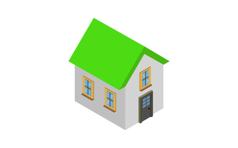 Isometric house in vector on a white background Vector Graphic