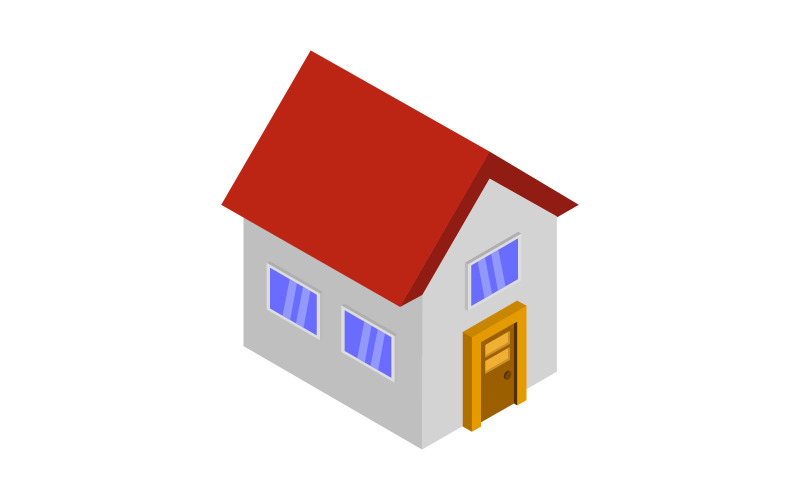 Isometric house in vector one on a white background Vector Graphic