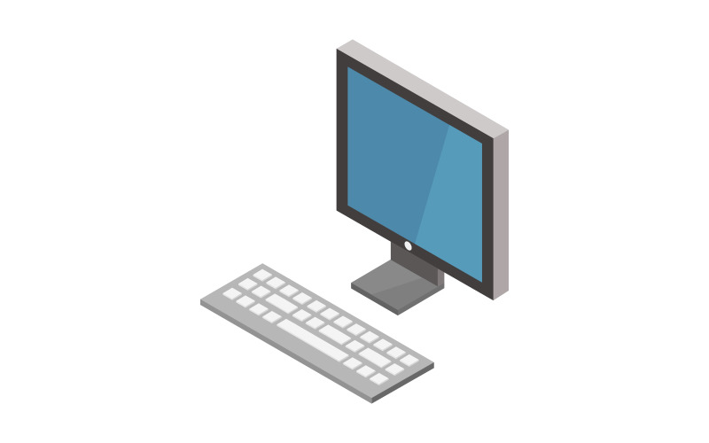 Isometric illustrated computer in vector on white background Vector Graphic