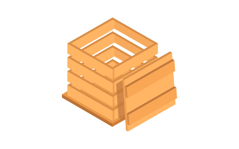 Isometric wooden chest in vector one on a white background Vector Graphic