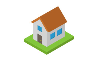Vector isometric and colored house on white background