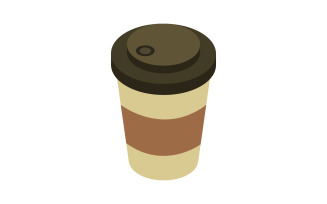 Vectorized and colored isometric coffee cup on white background