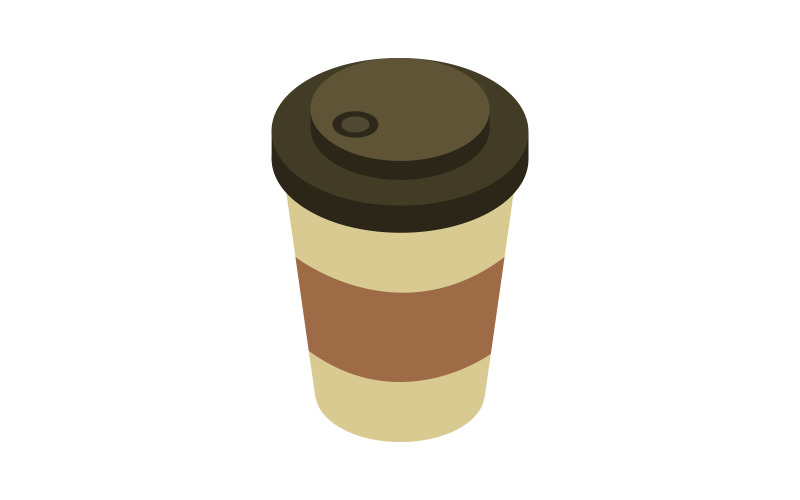 Vectorized and colored isometric coffee cup on white background Vector Graphic