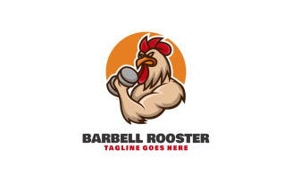 Barbell Rooster Mascot Cartoon Logo