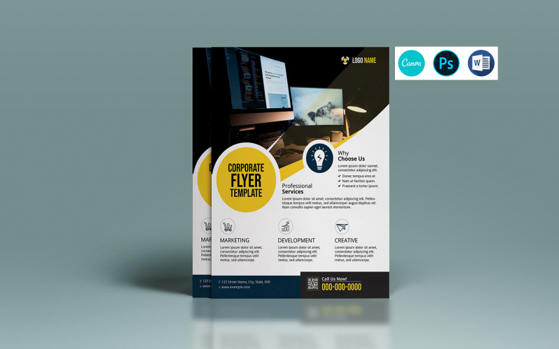 Corporate Flyer, Business Flyer . Ms Word , Photoshop & Canva template Corporate Identity