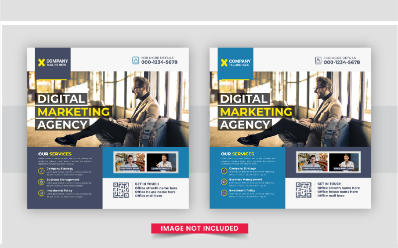 Creative digital marketing post template design set Corporate Identity