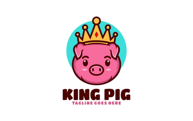 King Pig Mascot Cartoon Logo Logo Template