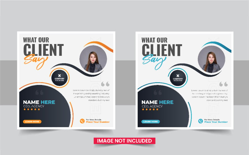 Modern customer feedback social media post design set Corporate Identity