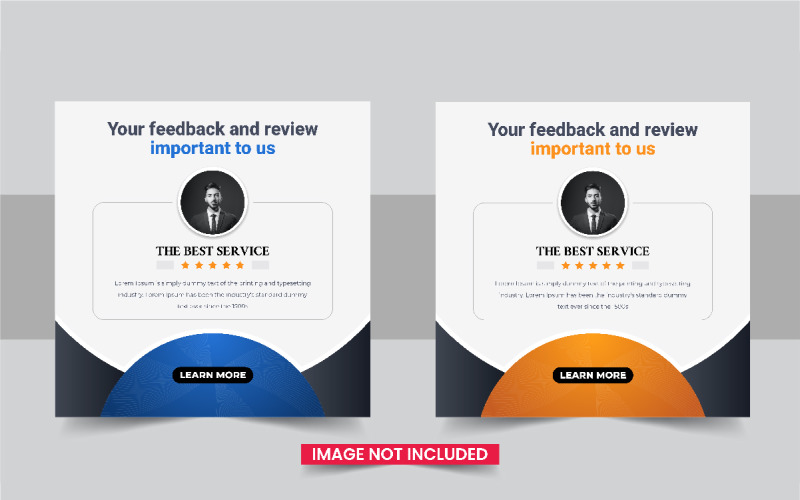 Modern customer feedback social media post template design Layout set Corporate Identity