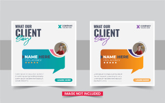 Modern customer feedback social media post template design set