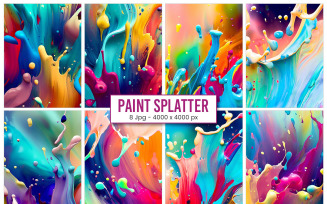 Color paint splatter Background, rainbow oil paint glossy drops isolated