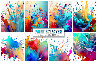 Colorful Ink splash background, drop splatter paint, stain splash dirty, colorful splat