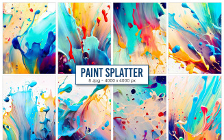 Colorful Paint Ink Splatter Texture Background, Abstract brush stroke or acrylic paint art