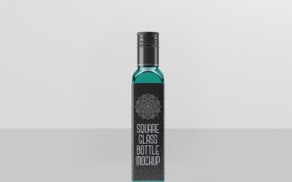 Glass Bottle - Square Glass Bottle Mockup
