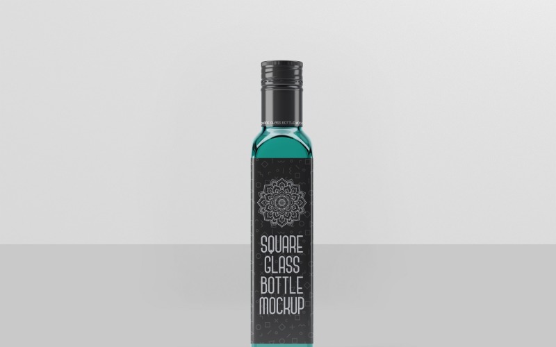 Glass Bottle - Square Glass Bottle Mockup Product Mockup