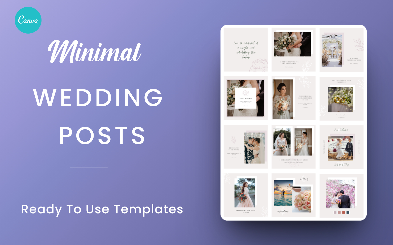 Modern Wedding Canva Template - 15 Instagram Posts