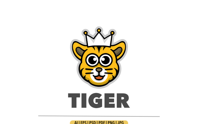Cute tiger king mascot logo Logo Template