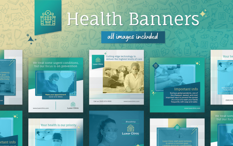 Health Banner Templates for Instagram and Facebook Social Media