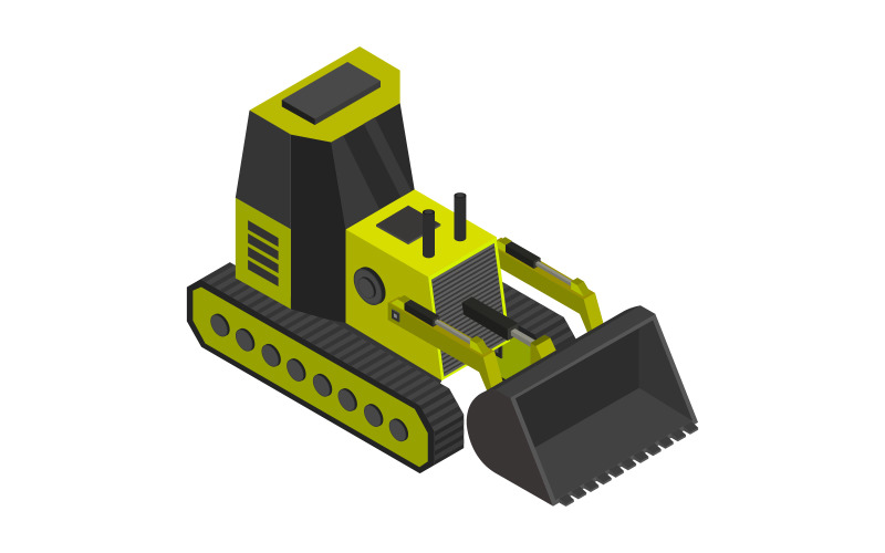 Isometric excavator in vector on a white background Vector Graphic