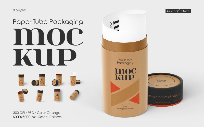 Paper Tube Packaging Mockup Set Product Mockup