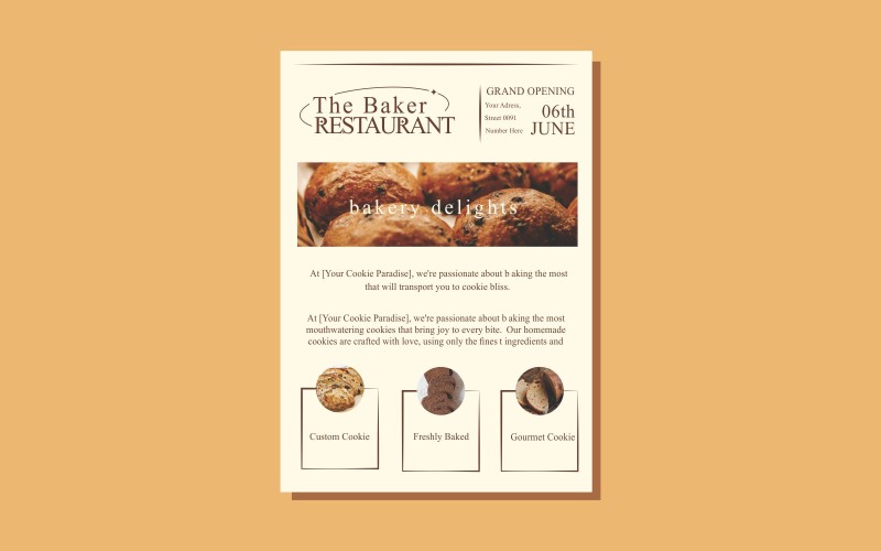 Baker Restaurant Flyer Template Corporate Identity
