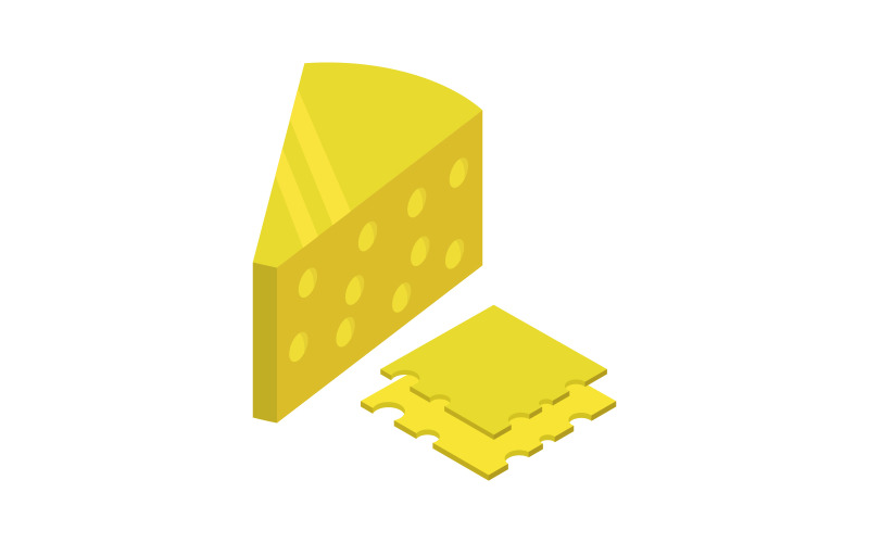 Isometric cheese illustrated in vector on a white background Vector Graphic