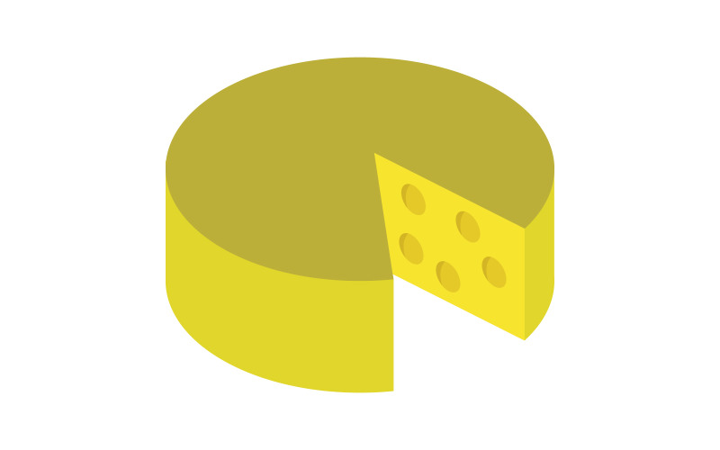 Isometric cheese illustrated on a white background Vector Graphic