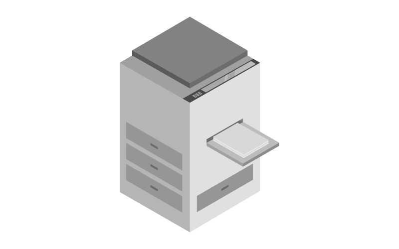 Isometric copier illustrated on a white background Vector Graphic