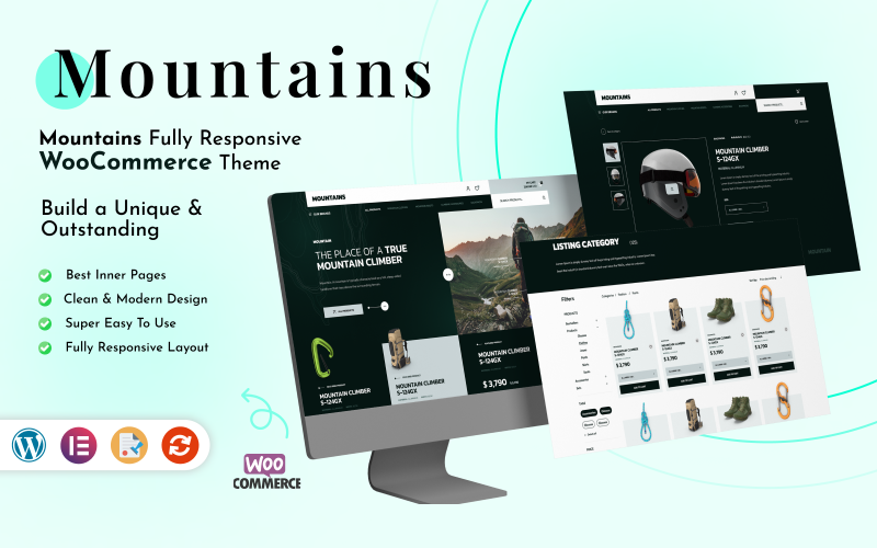 Mountains - A stunning WordPress Elementor theme WooCommerce Theme