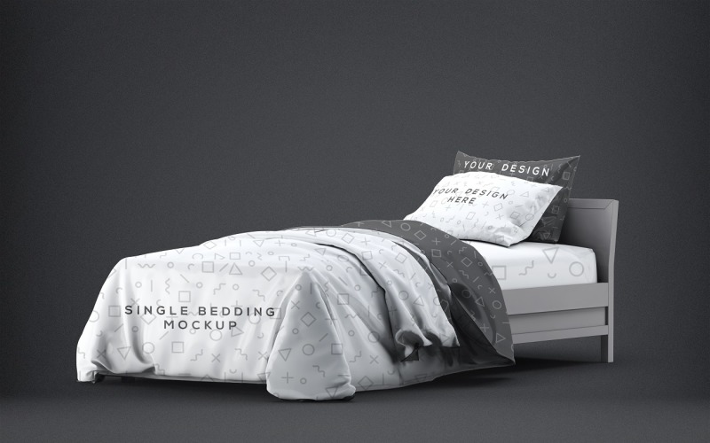 Bed - Single Bedding Mockup 2 Product Mockup