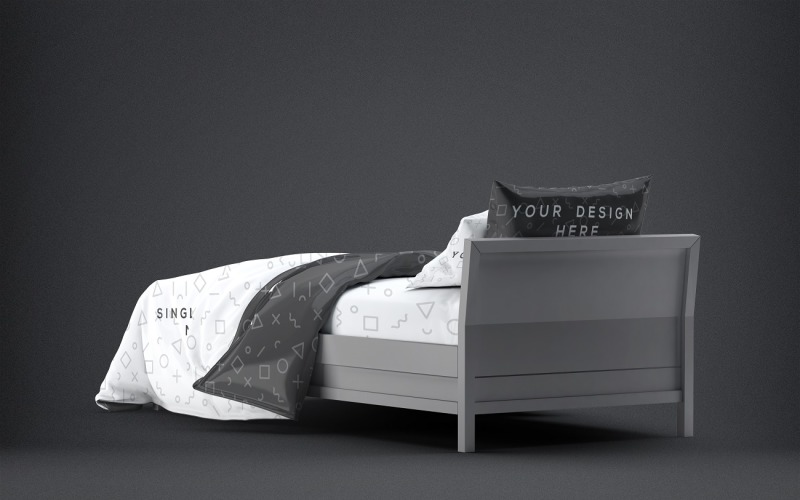 Bed - Single Bedding Mockup 4 Product Mockup