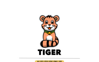 Cute cartoon tiger mascot logo