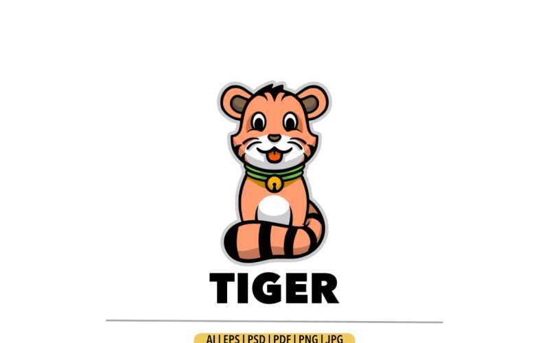 Cute cartoon tiger mascot logo Logo Template