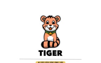 Cute cartoon tiger mascot logo