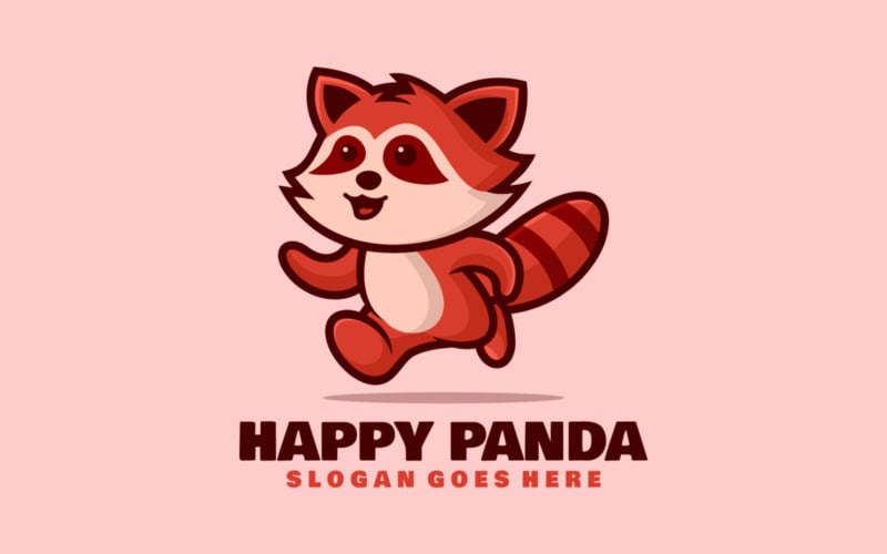 Happy Panda Mascot Cartoon Logo Logo Template