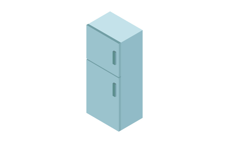 Isometric fridge in vector illustrated and colored on white background Vector Graphic