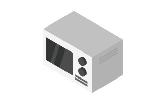 Isometric microwave oven illustrated on a white background