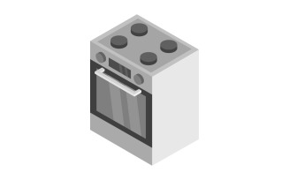 Isometric oven in vector illustrated and colored on a white background