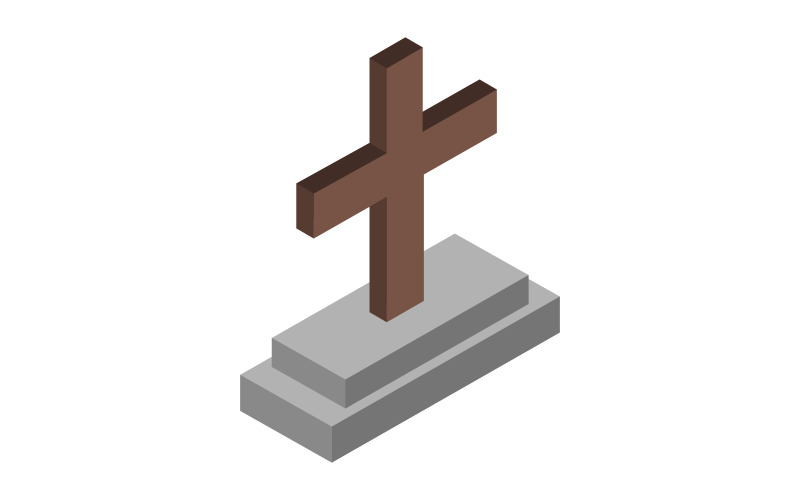 Isometric tombstone i in vector illustrated on white background Vector Graphic