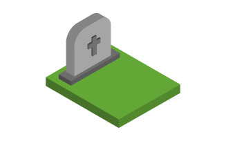 Isometric tombstone illustrated on a white background