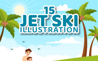 15 People Ride Jet Ski Illustration
