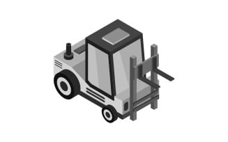 Colored isometric forklift on a white background