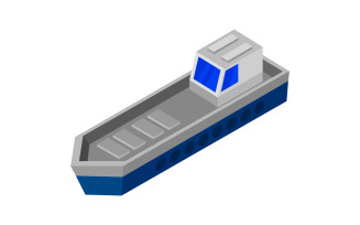 Colored isometric ship on a white background