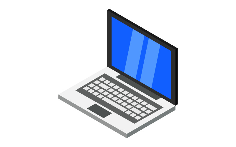 Illustrated and colored laptop on a white background Vector Graphic