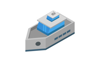 Isometric and colored ship in vector on white background